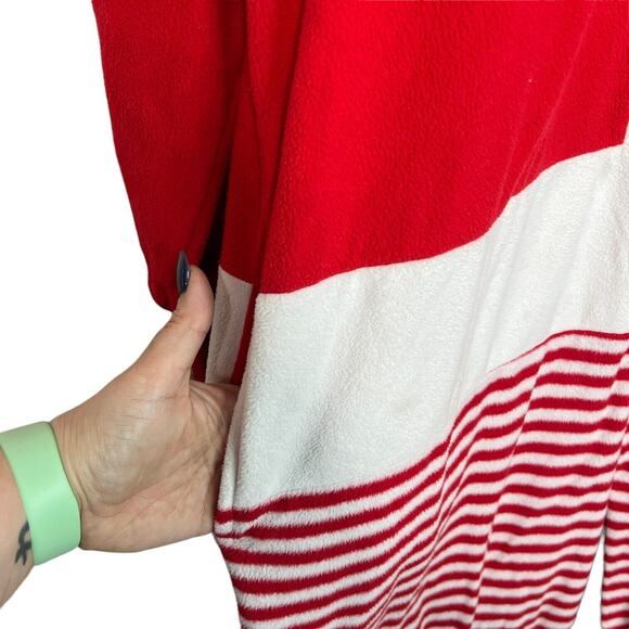 Wondershop Christmas Fleece Hooded 1 Piece Pajama Union Suit Red FLAW Adult XL - Picture 6 of 7